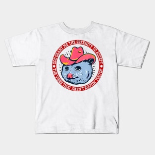 Accept The Vibes That Aren't Rootin' Tootin' Funny Opossum Kids T-Shirt